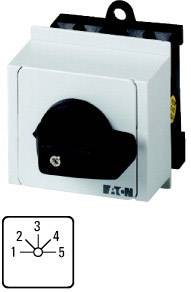 Ein elektrischer Drehschalter von Eaton mit fünf Positionen, nummeriert von 1 bis 5, symbolisiert durch einen Hebel in Position 3.