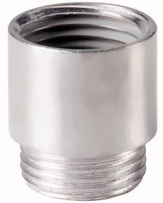 Ein verchromter Rohradapter mit Außengewinde unten und Innengewinde oben, geeignet für Sanitärverbindungen.