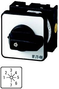 'Eaton' Schalter zur Steuerung, zeigt eine schwarze Drehknopfposition. Diagramm darstellt Schaltstufen von 1 bis 7 in einem Kreis.