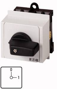 Drehschalter mit zwei Positionen: '0' und '1'. Der Schalter ist quadratisch und hat einen schwarzen Griff.