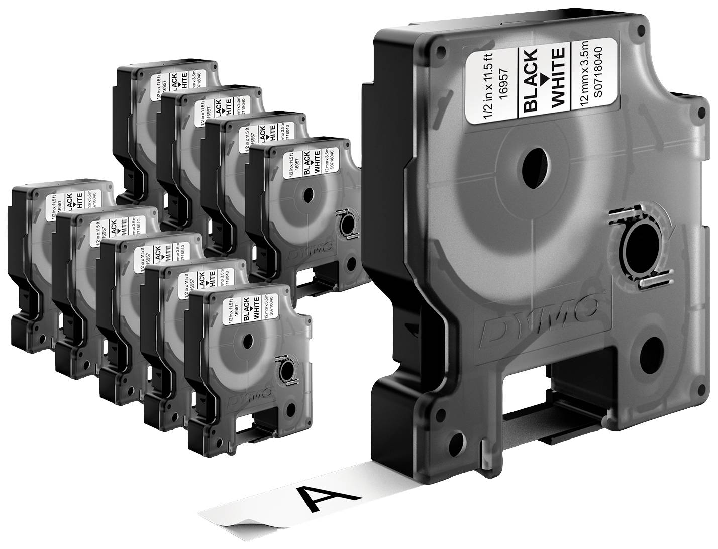 DYMO Schriftband 10er Set Kombi-Pack D1 2093096 Bandfarbe: Weiß Schriftfarbe:Schwarz 9mm 7m