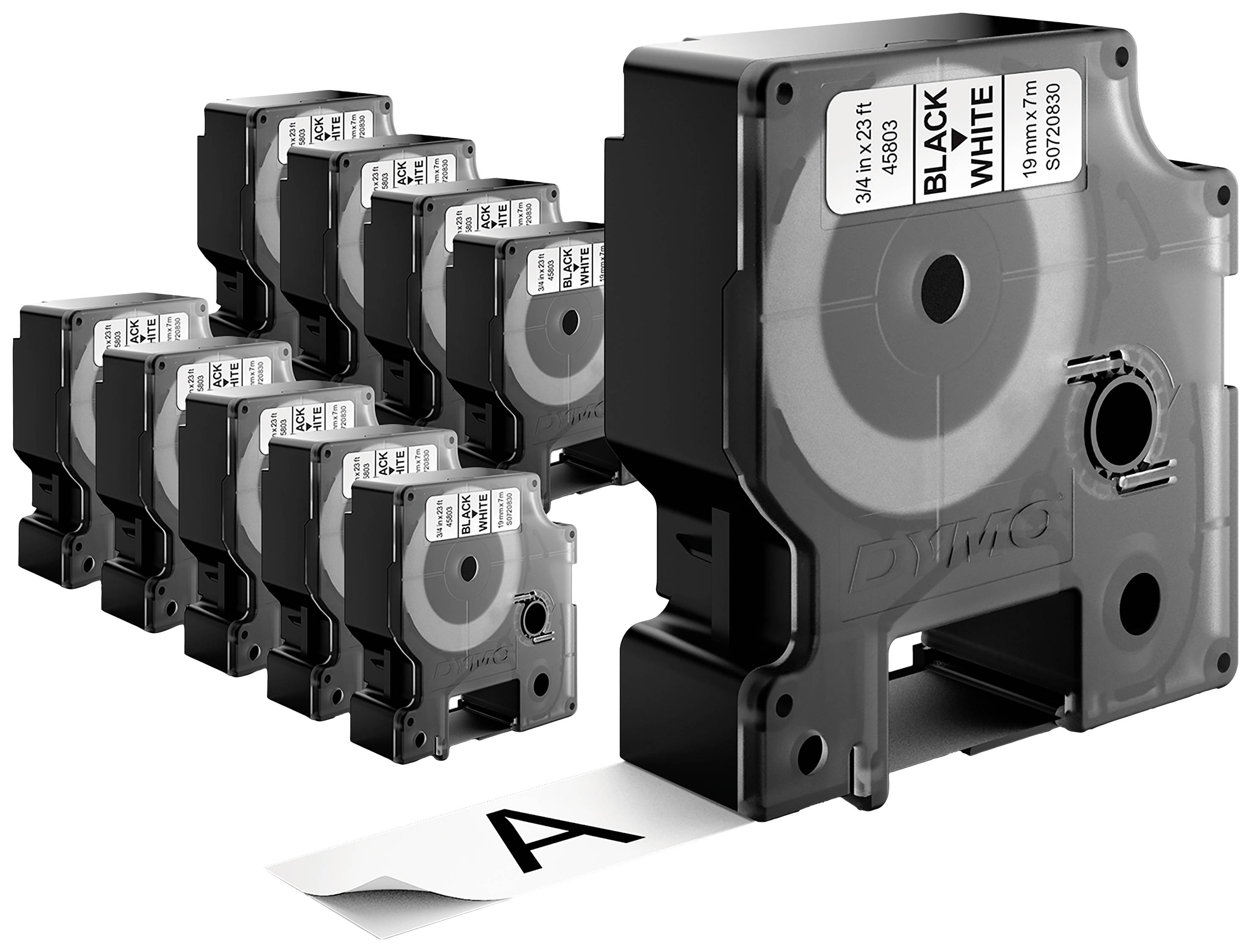 DYMO Schriftband 10er Set Kombi-Pack D1 2093098 Bandfarbe: Weiß Schriftfarbe:Schwarz 19mm 7m