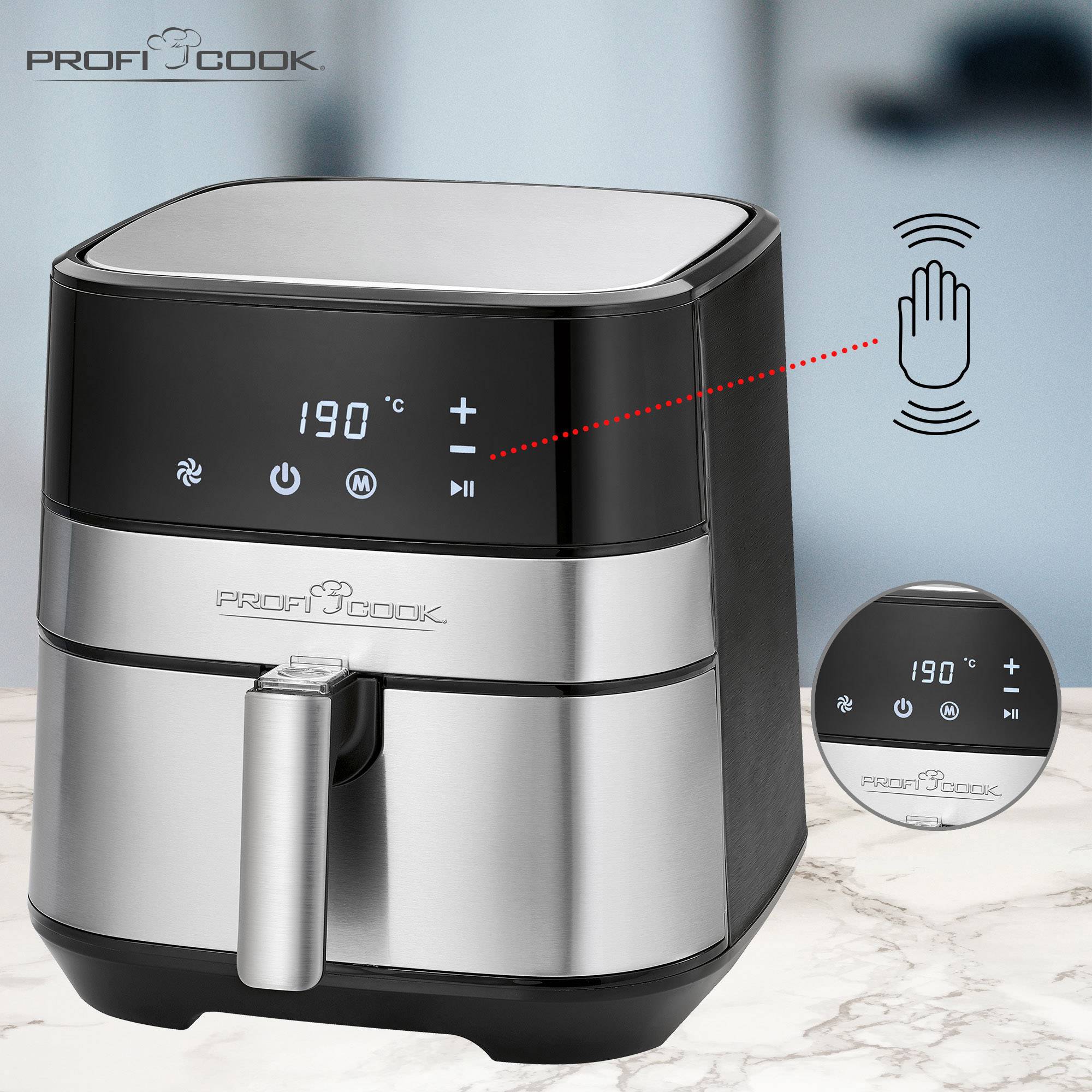 Profi Cook PC-FR 1177 H Heißluft-Fritteuse 1700W Heißluft-Funktion Edelstahl, Schwarz