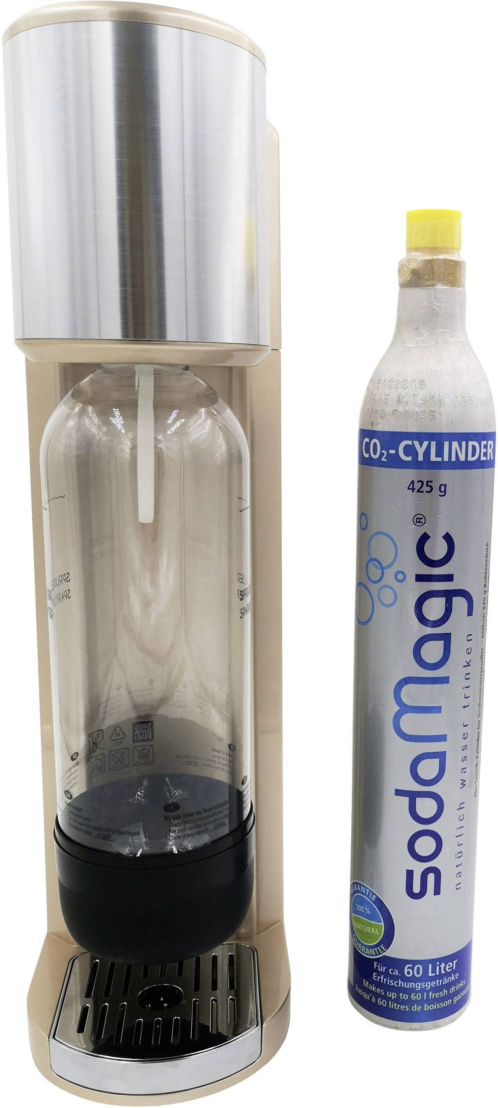 Wassersprudler Silber inkl. 1 PET-Flasche, und 1 CO2-Zylinder