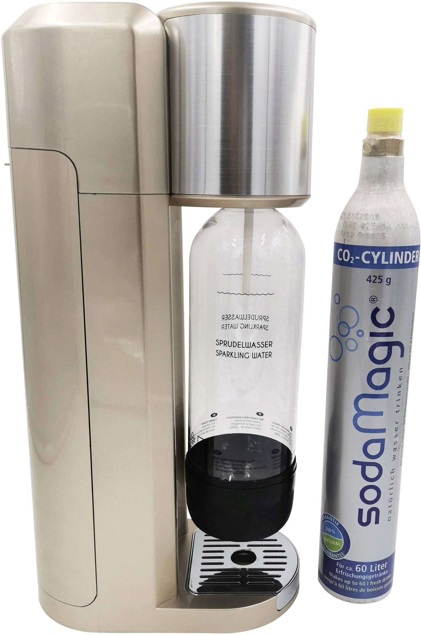 Wassersprudler Silber inkl. 1 PET-Flasche, und 1 CO2-Zylinder