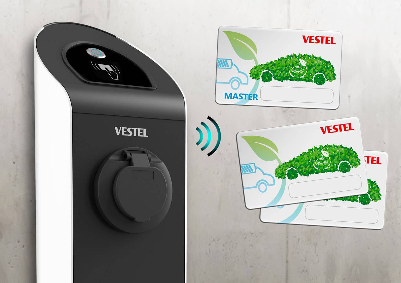 VESTEL EVC02-AC11R-T2P-6 eMobility Ladestation Typ 2 Mode 3 16A 11kW RFID