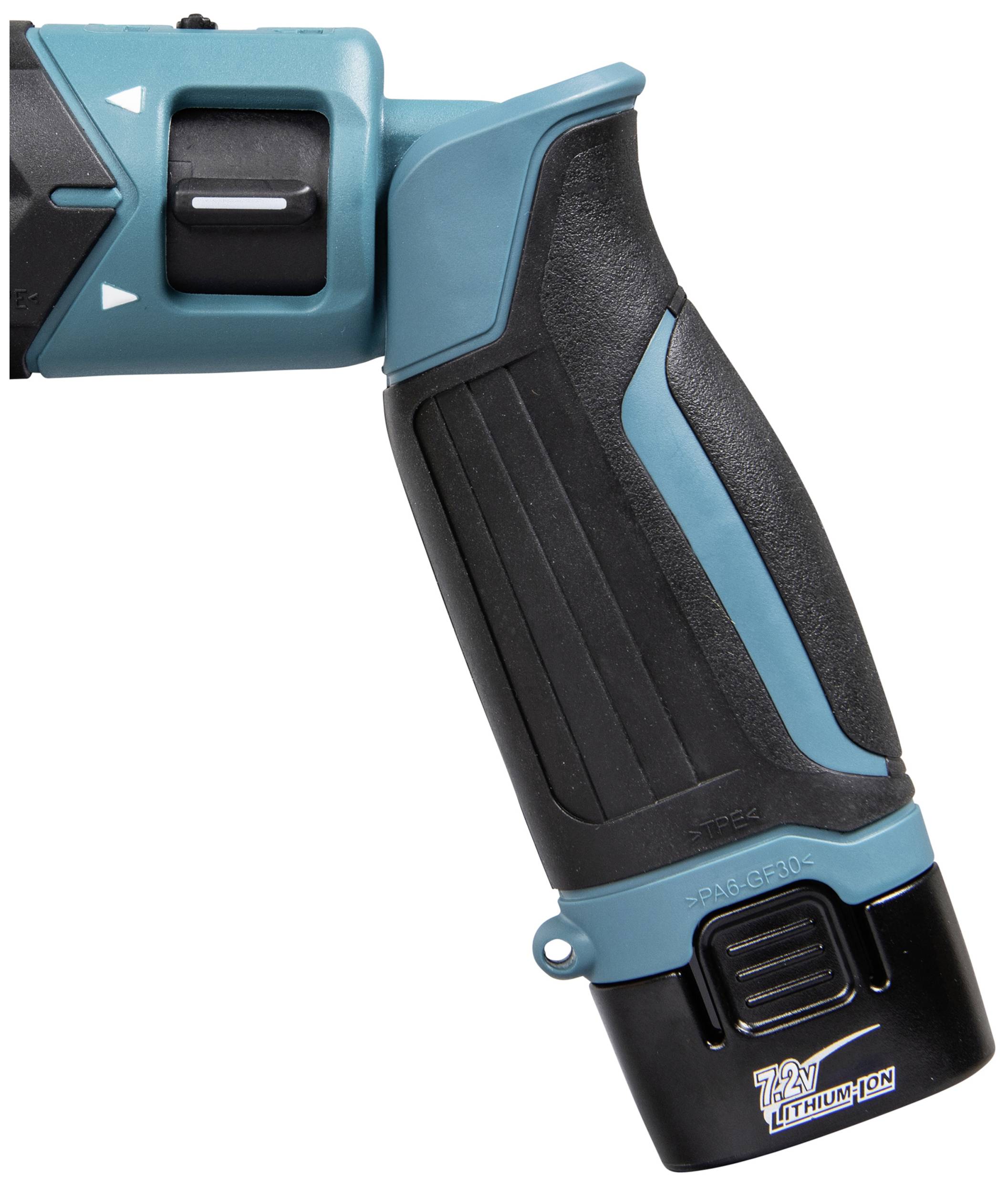 Ein kabelloser Akkuschrauber mit ergonomischem Griff und 7.2V Lithium-Ionen-Akku, ideal für kleine Heimwerkerprojekte.