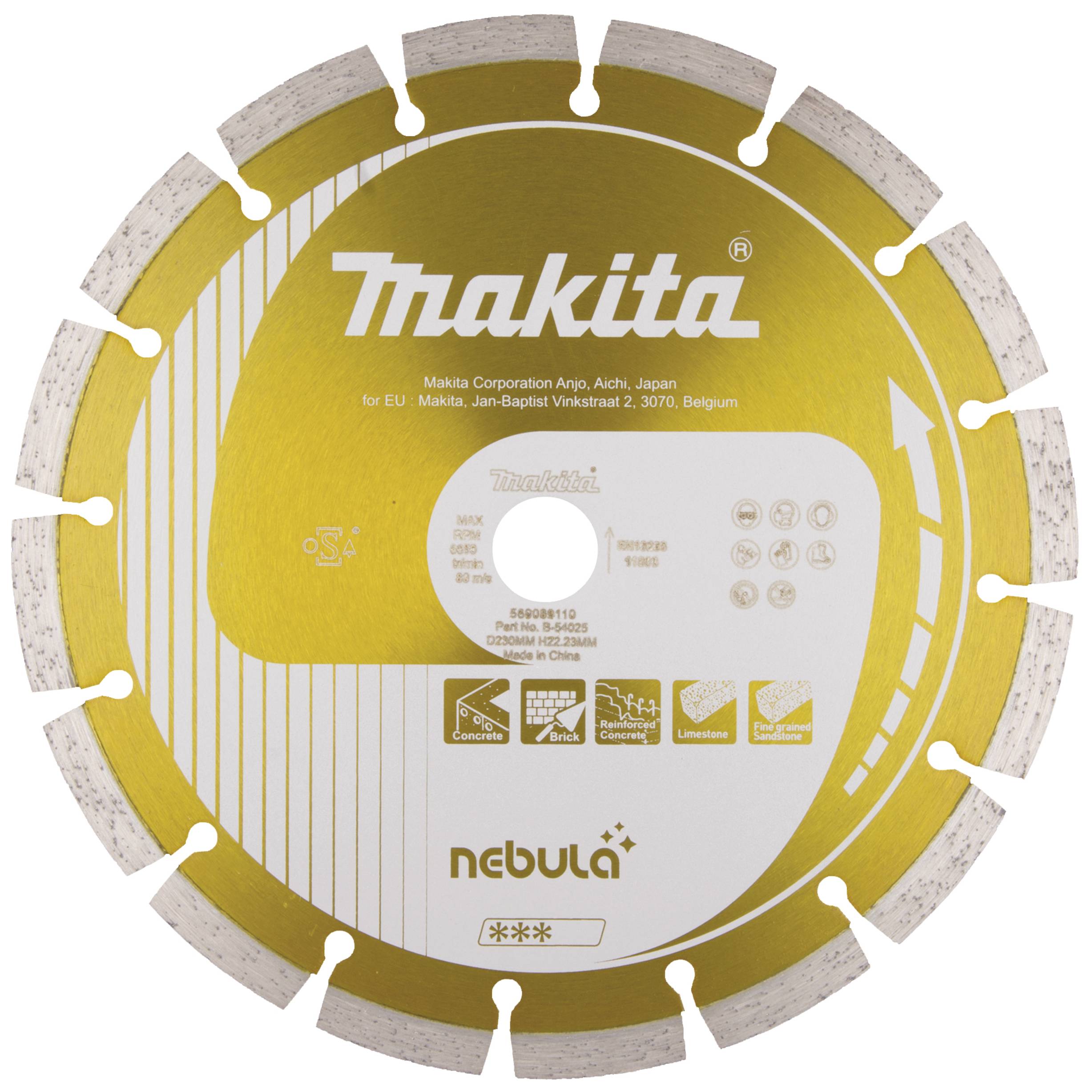 Makita Nebula - Diamant-Schneidscheibe - für Beton, Kalkstein, Stahlbeton, Ziegelsteine, feinkörniger Sandstein