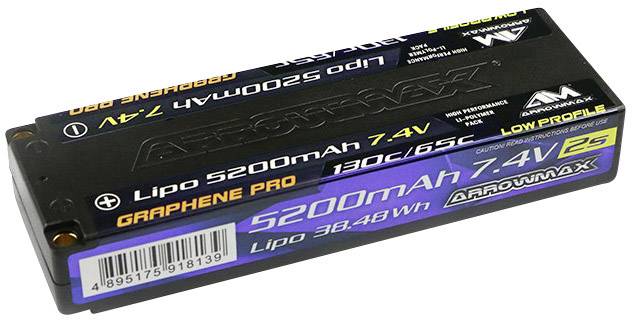 LiPo Akku 5200mAh 7,4V, 130C/65C, von Arrowmax. Graphene Pro, Low Profile.