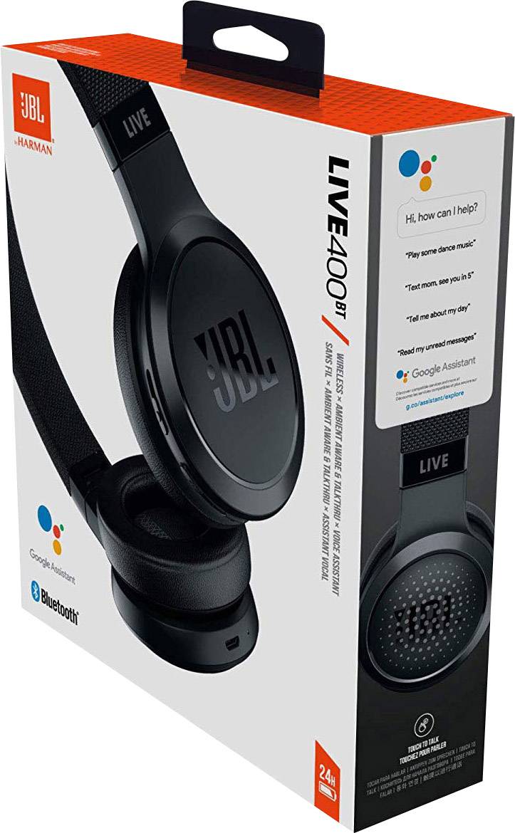 JBL Live 400 On Ear Kopfhörer Bluetooth®, kabelgebunden Schwarz Faltbar, Lautstärkeregelung