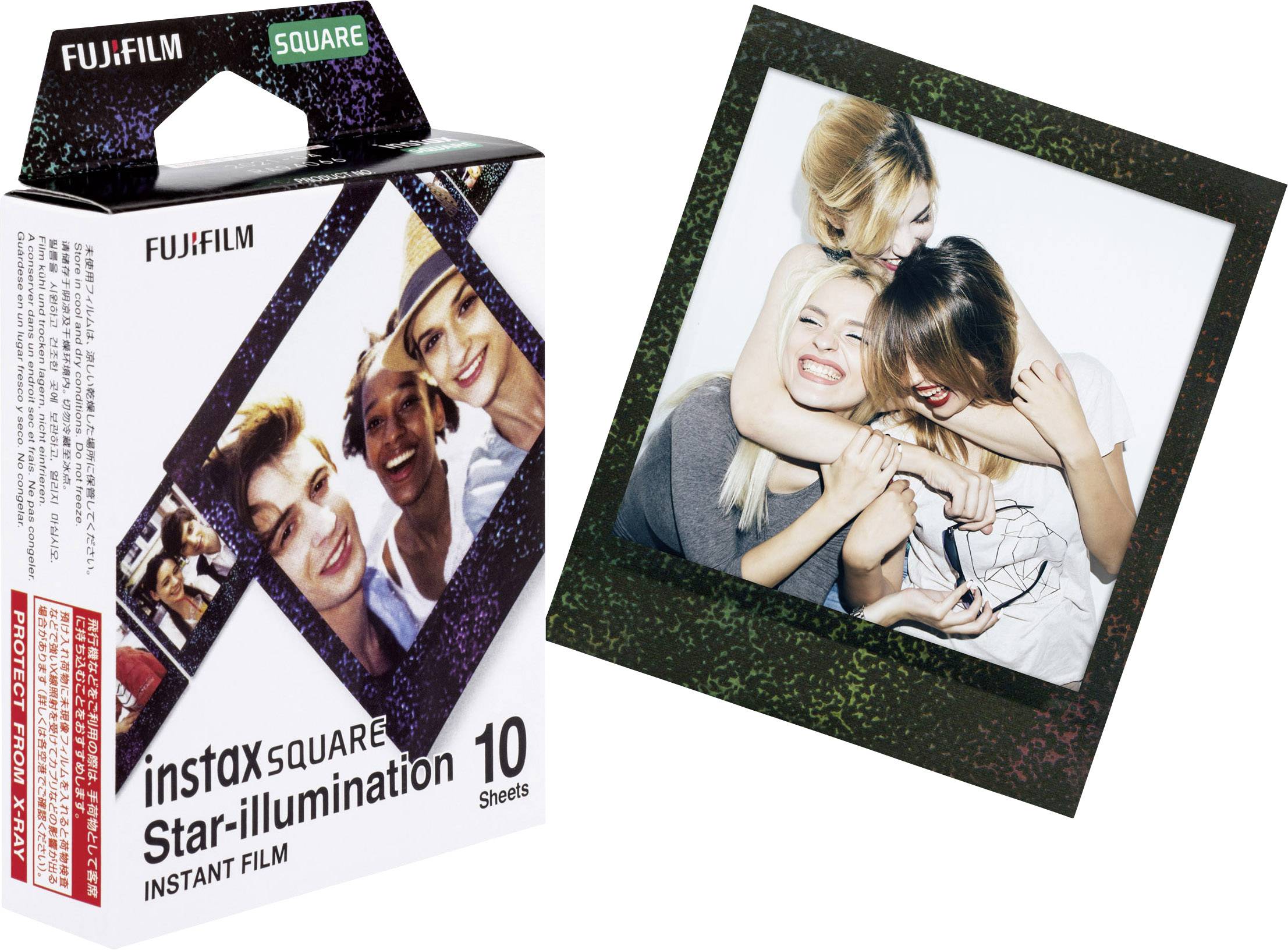 Fujifilm Instax Square Star Illumination Sofortbild-Film Schwarz