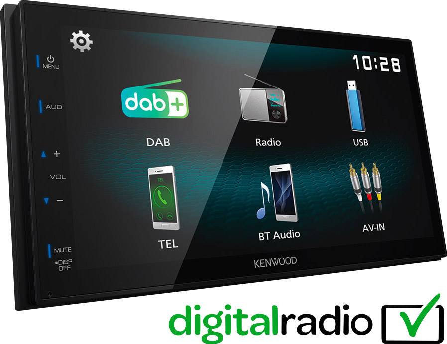 Kenwood DMX-125DAB Doppel-DIN Moniceiver DAB+ Tuner, Anschluss für Rückfahrkamera