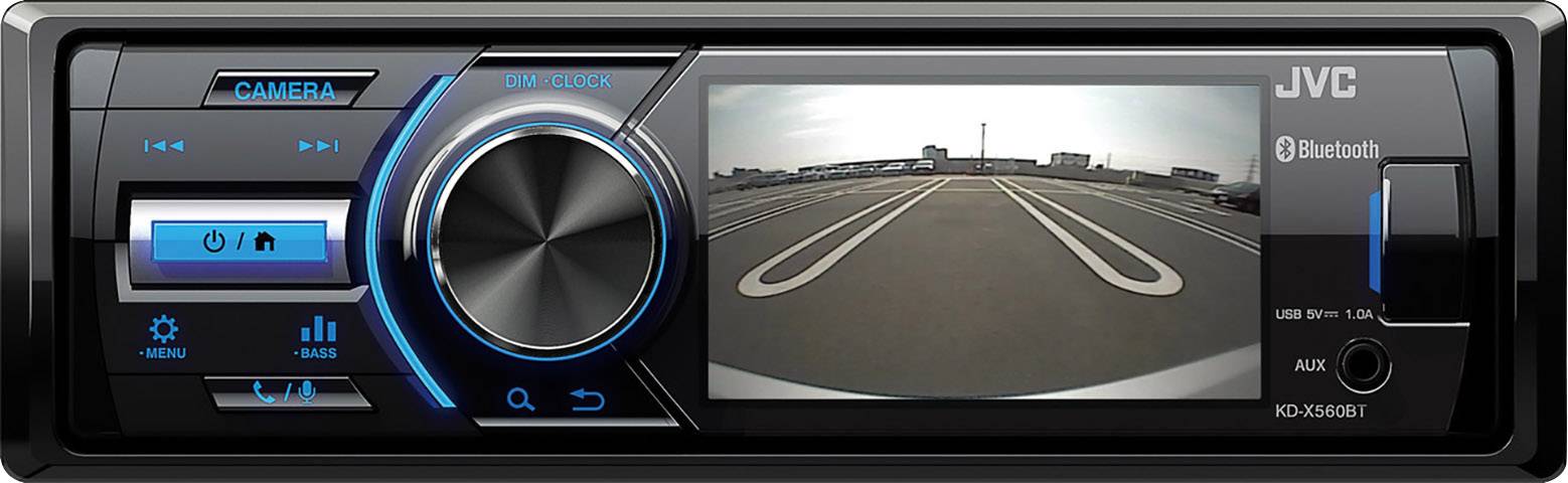 JVC KD-X560BT Autoradio Anschluss für Rückfahrkamera, Anschluss für Lenkradfernbedienung, Bluetooth®-Freisprecheinrichtung