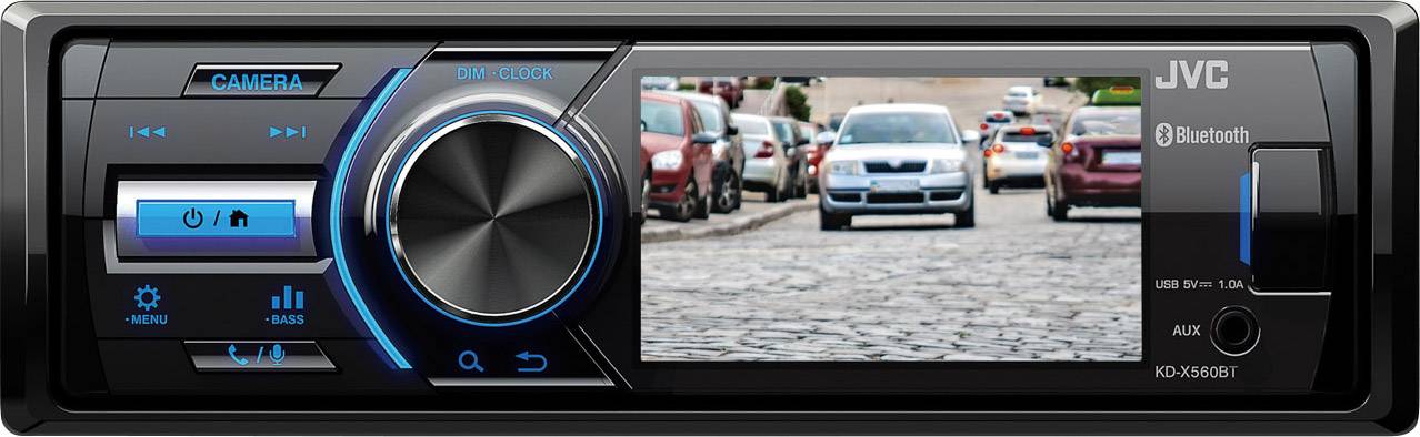 JVC KD-X560BT Autoradio Anschluss für Rückfahrkamera, Anschluss für Lenkradfernbedienung, Bluetooth®-Freisprecheinrichtung