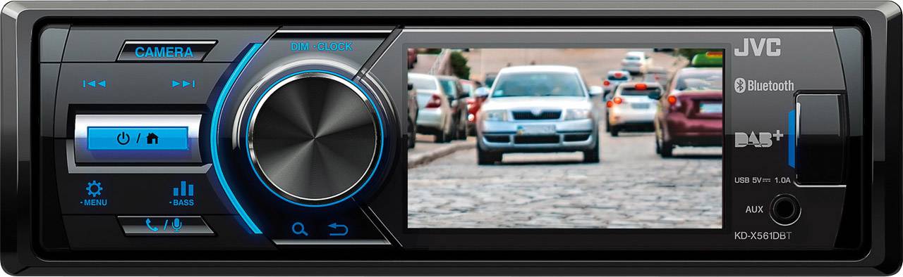 JVC KD-X561DBT Autoradio Anschluss für Rückfahrkamera, Anschluss für Lenkradfernbedienung, Bluetooth®-Freisprecheinrichtung