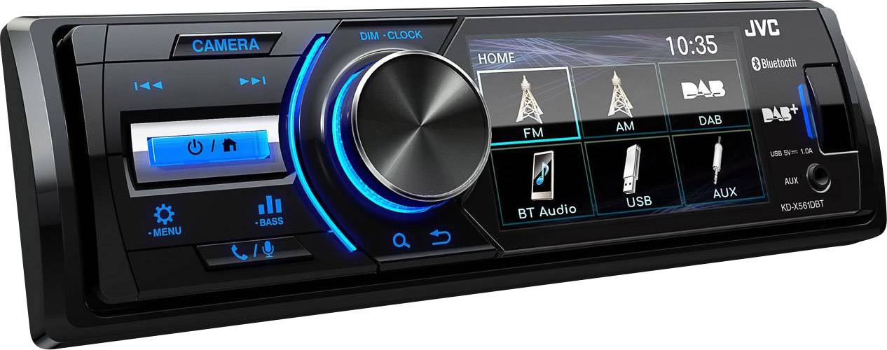 JVC KD-X561DBT Autoradio Anschluss für Rückfahrkamera, Anschluss für Lenkradfernbedienung, Bluetooth®-Freisprecheinrichtung