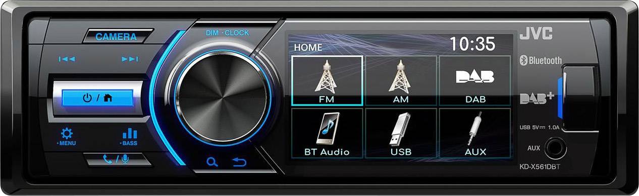 JVC KD-X561DBT, Schwarz, Blau, 1 DIN, 180 W, 16 W, AAC, FLAC, MP3, WMA, BMP, JPEG, PNG