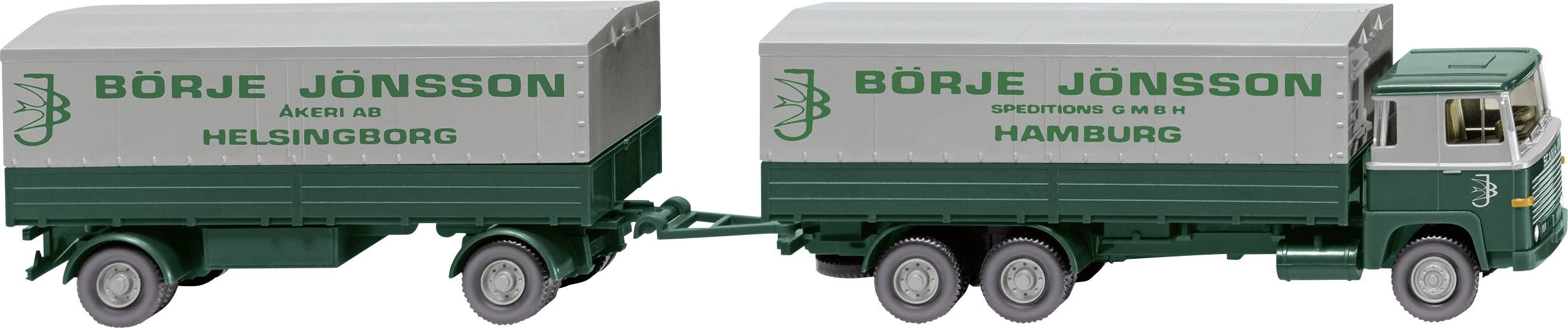 Wiking 046001 H0 LKW Modell Scania Pritschenhängerzug (Scania 111) "Börje Jönsson"