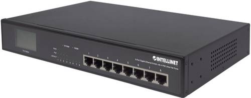 Intellinet 8-Port Gigabit Ethernet Switch mit 4 Ultra PoE-Ports und LCD-Anzeige 140W 19  19 Zoll Net