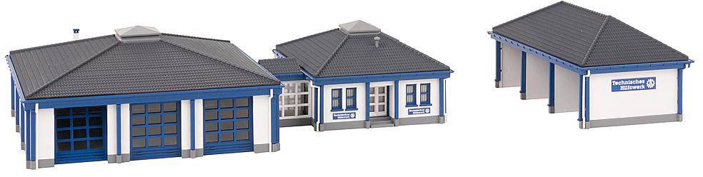 Faller 222222 N THW-Gebäude mit Fahrzeughalle Kunststoffbausatz