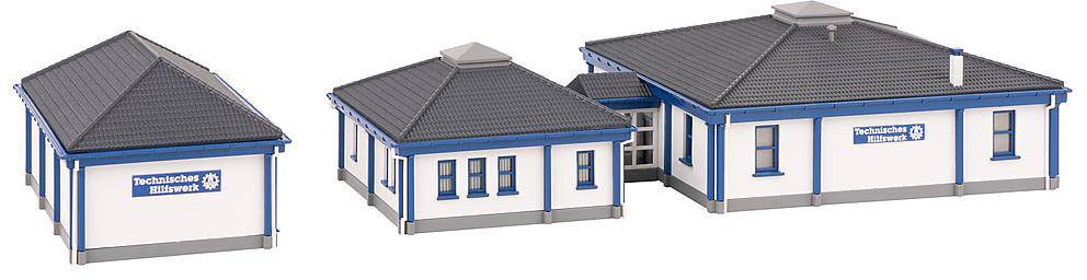 Faller 222222 N THW-Gebäude mit Fahrzeughalle Kunststoffbausatz