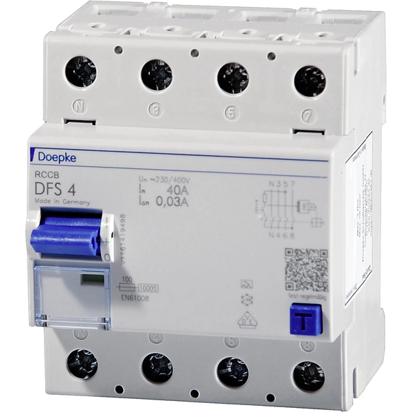 Doepke 09124901 DFS4 025-4/0,03-A 4polig 25/0,03A Fehlerstrom-Schutzschalter A 4polig 25 A 0.03 A 2 Doepke 09124901 DFS4 025-4/0,03-A 4polig 25/0,03A Fehlerstrom-Schutzschalter A 4polig 25 A 0.03 A 2