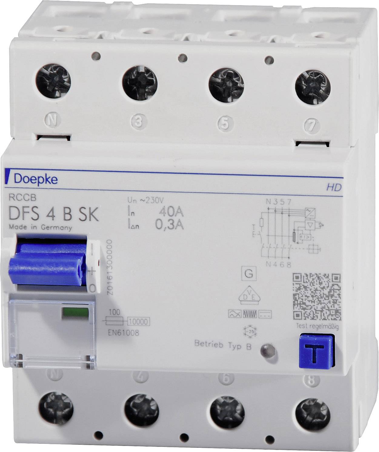 Doepke FI-Schalter DFS4 040-4/0,03-B SK Fehlerstrom-Schutzschalter 09134998 4014712148543