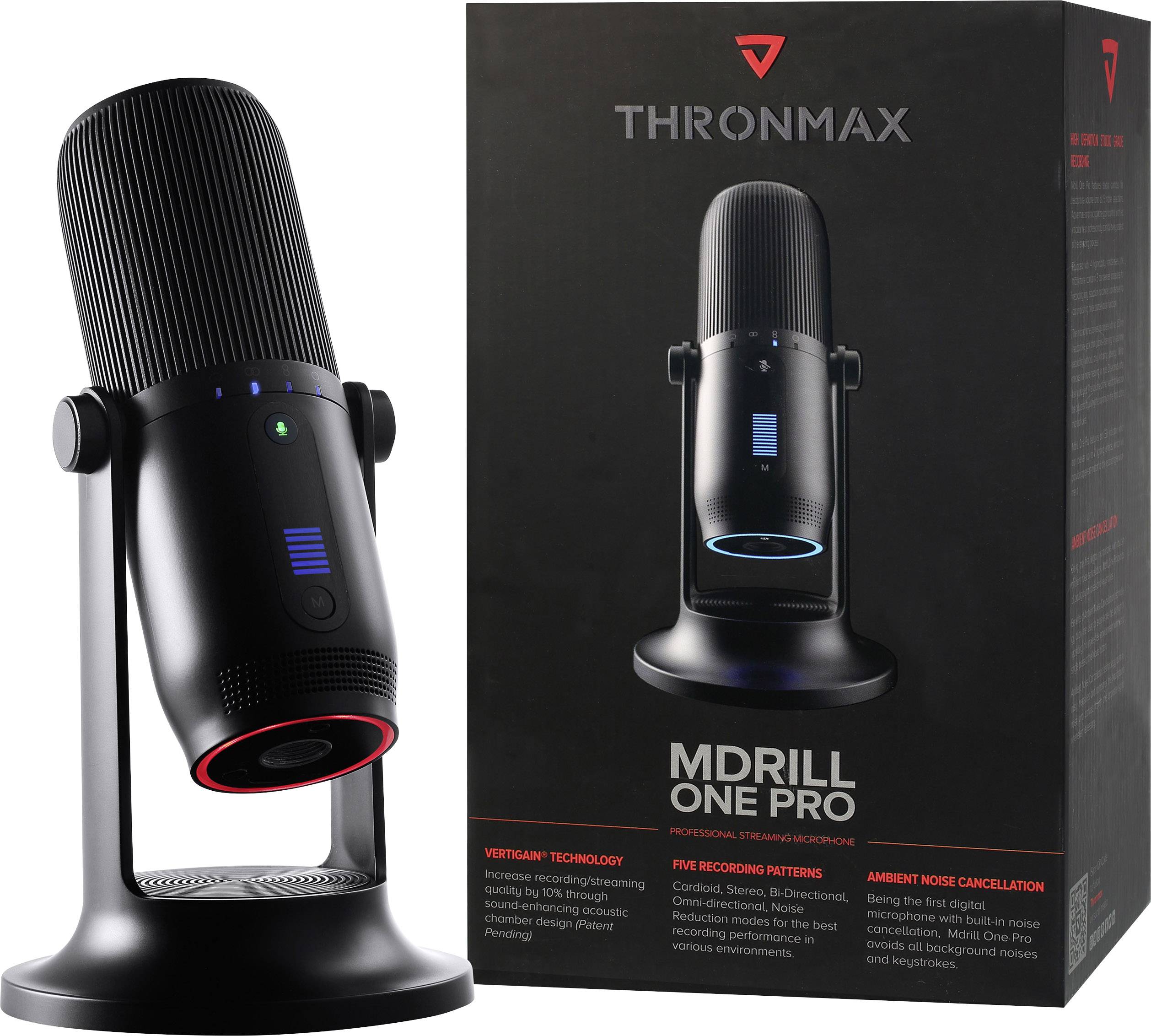 Thronmax M2P-B Stand USB-Studiomikrofon Übertragungsart (Details):Kabelgebunden Standfuß, inkl. Kabel USB-C®, Audio, stereo (3.5 mm Klinke) Kabelge