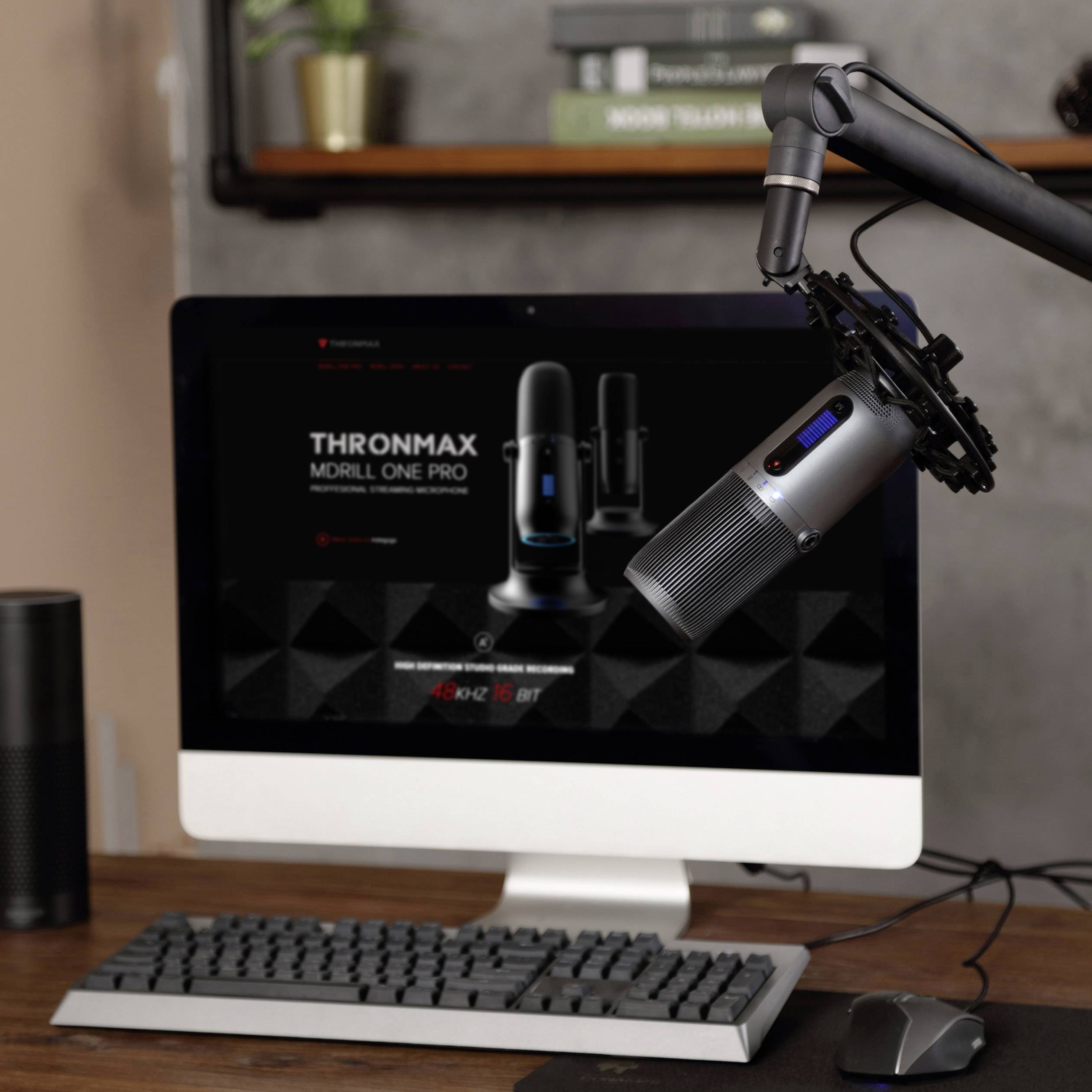 Thronmax M2G Stand USB-Studiomikrofon Übertragungsart (Details):Kabelgebunden Standfuß, inkl. Kabel USB-C®, Audio, stereo (3.5 mm Klinke) Kabelgebu