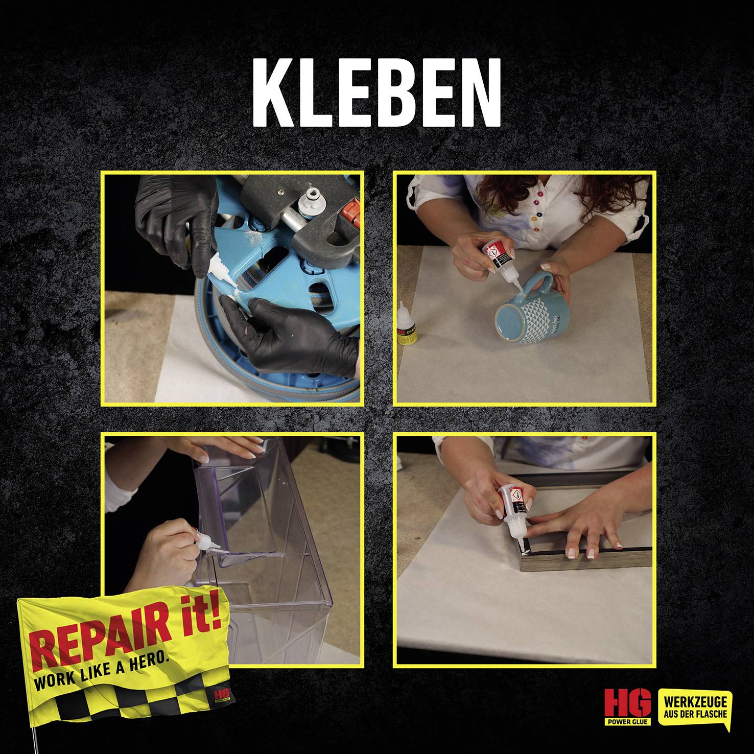 HG Power Glue Aktion HG Schweissnaht Groß + Cleaner Gratis Reparaturkleber 80002 1 Set