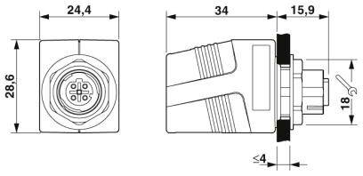 Phoenix Contact 1404548 Schaltschrankdurchführung Buchse, gerade Polzahl Sensoren: 8 1St.