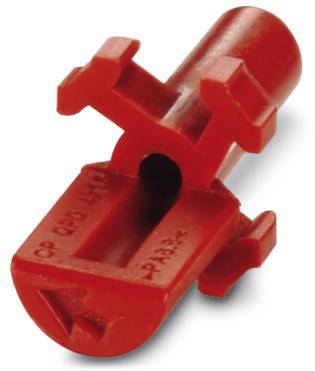 Roter Kunststoffverbinder mit mehreren Armen und einem zylindrischen Ende, verwendet in Montage- und Befestigungsanwendungen.