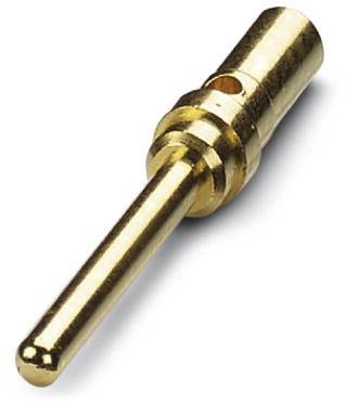 Ein goldfarbener Bananenstecker, typisches Anschlusszubehör für Audio- und Elektronikgeräte.