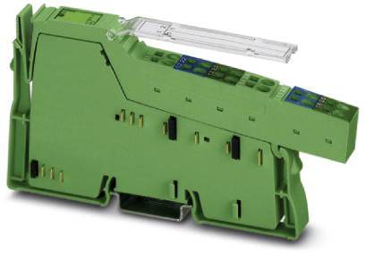 Grünes elektrisches Klemmenmodul mit durchsichtigem Abdeckungsmechanismus, für industrielle Schalttafeln geeignet.