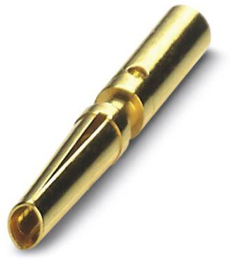 Ein goldener elektrischer Steckverbinder in zylindrischer Form, häufig verwendet in elektronischen Anwendungen für sichere Verbindungen.