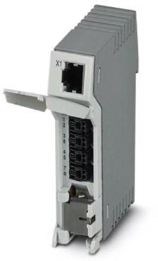 Elektronisches Bauteil mit Anschlüssen und Gehäuse. Oberseite mit Bezeichnung 'X1'. Gerät dient zur Verbindung elektronischer Komponenten.