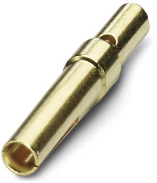 Goldfarbener elektrischer Steckkontakt, zylindrisch geformt, dient zur sicheren Verbindung von Kabeln in elektronischen Geräten.