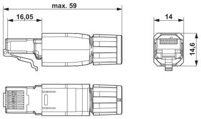 Phoenix Contact VS-08-RJ45-5-Q/IP20 BK RJ45-Steckverbinder CAT5 1658008 Stecker, gerade Polzahl Sensoren 8 Schwarz 1 St.