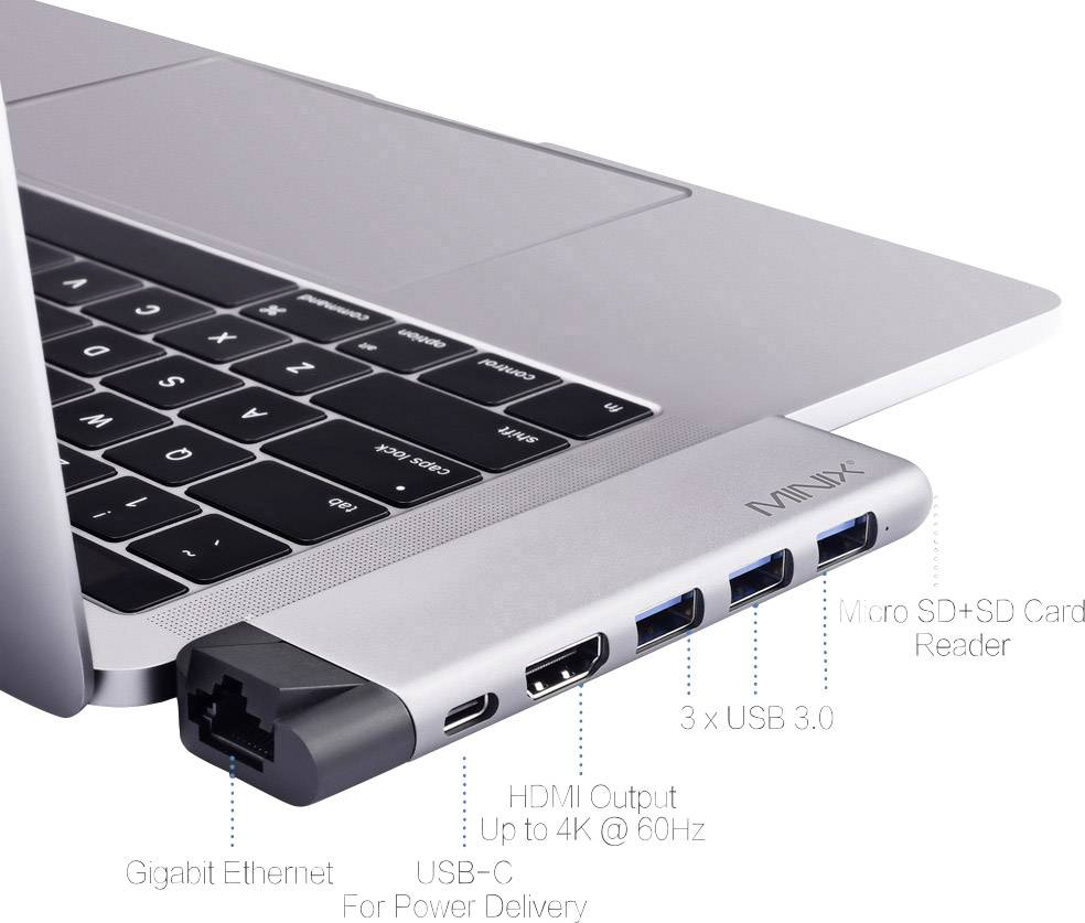 Minix NEO-C-DSGR-PRO Notebook Dockingstation Passend für Marke (Notebook Dockingstations): Apple in
