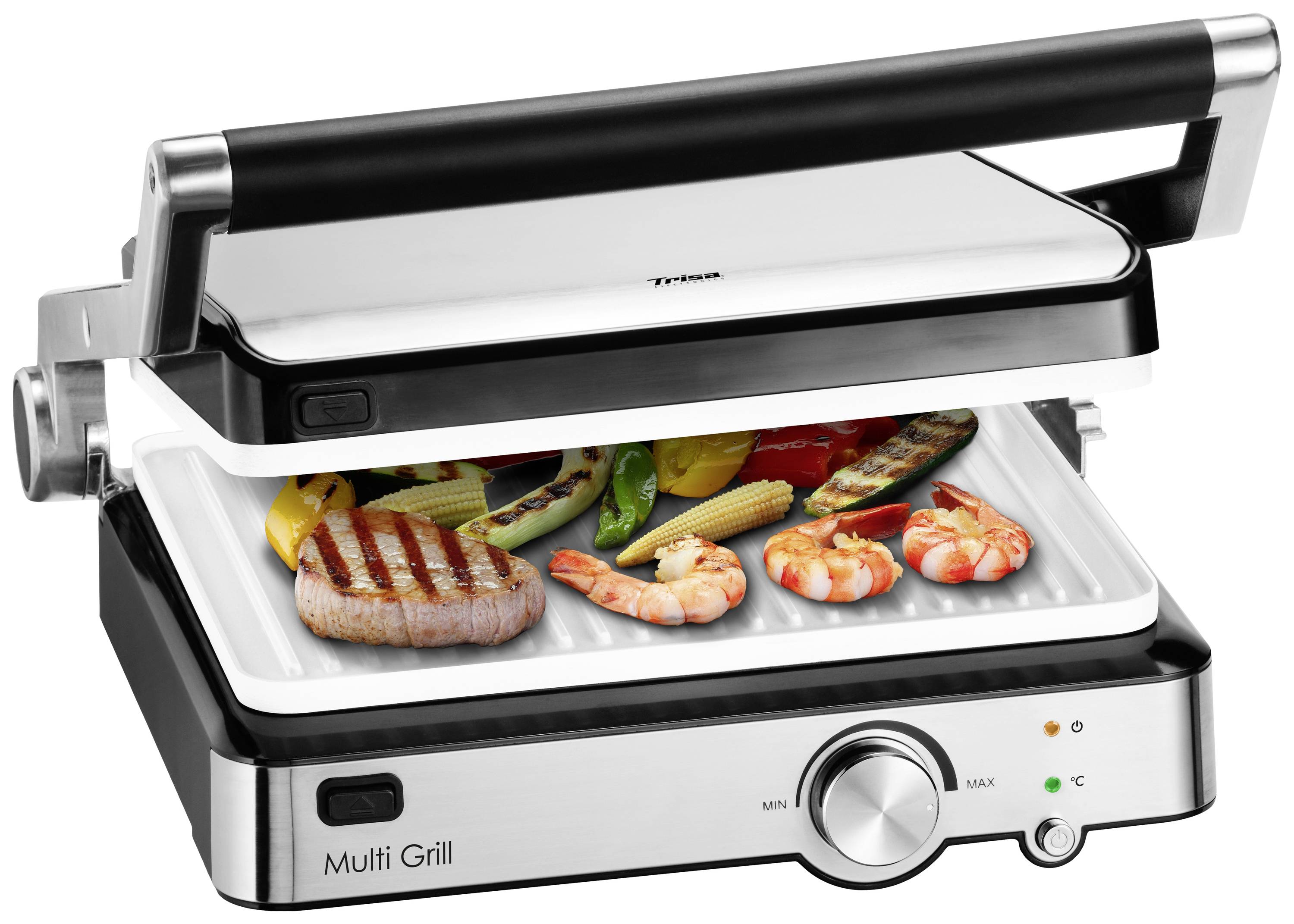 Trisa Multi Grill Tisch Grill klappbar Edelstahl, Schwarz