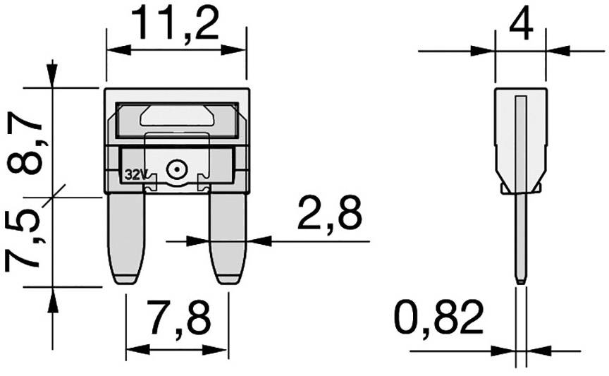 TRU COMPONENTS 8551176 Kfz Mini Flachsicherung 2A Grau
