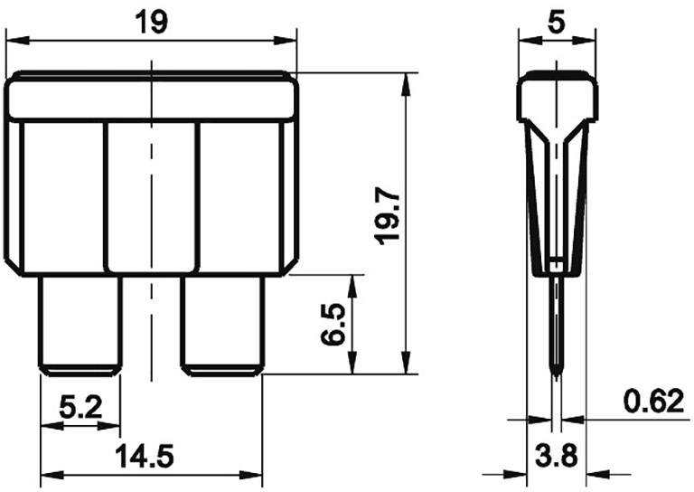 TRU COMPONENTS 8551200 Kfz Standard Flachsicherung 2A Grau