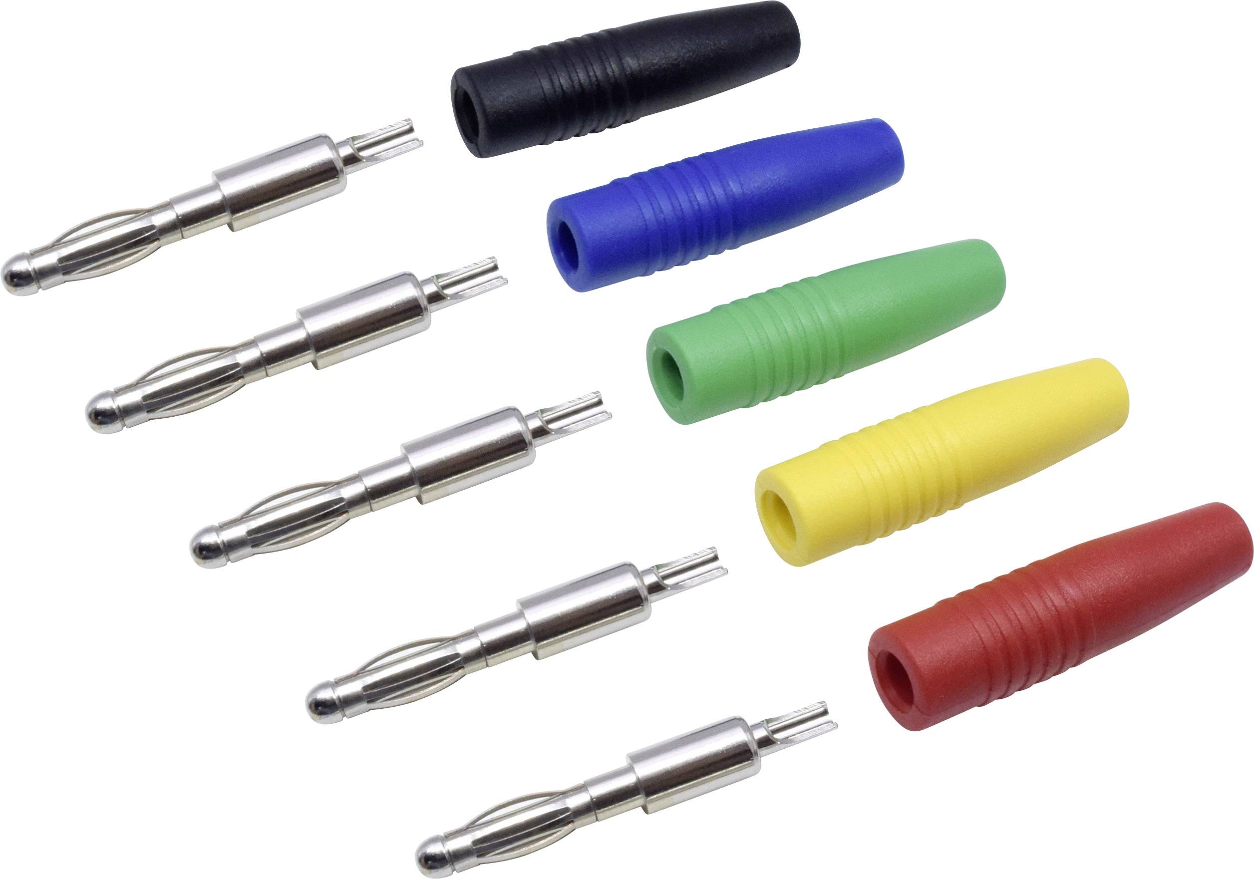 TRU COMPONENTS Laborsteckverbinder-Sortiment Stecker, gerade Schwarz, Rot, Blau, Gelb, Grün 10 Teile