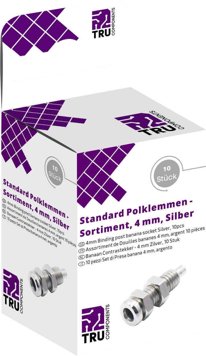 TRU COMPONENTS Laborsteckverbinder-Sortiment Buchse, Einbau vertikal Silber 10St.