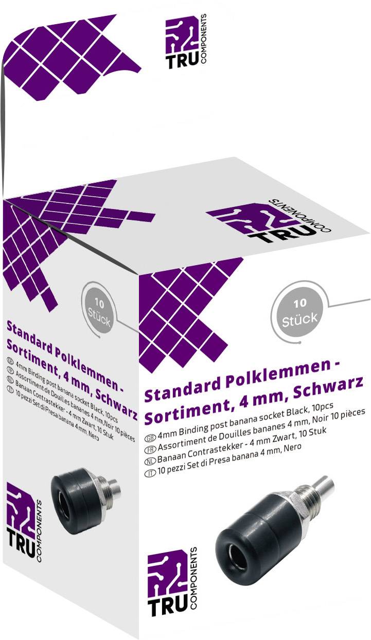 TRU COMPONENTS Laborsteckverbinder-Sortiment Buchse, Einbau vertikal Schwarz 10 St.