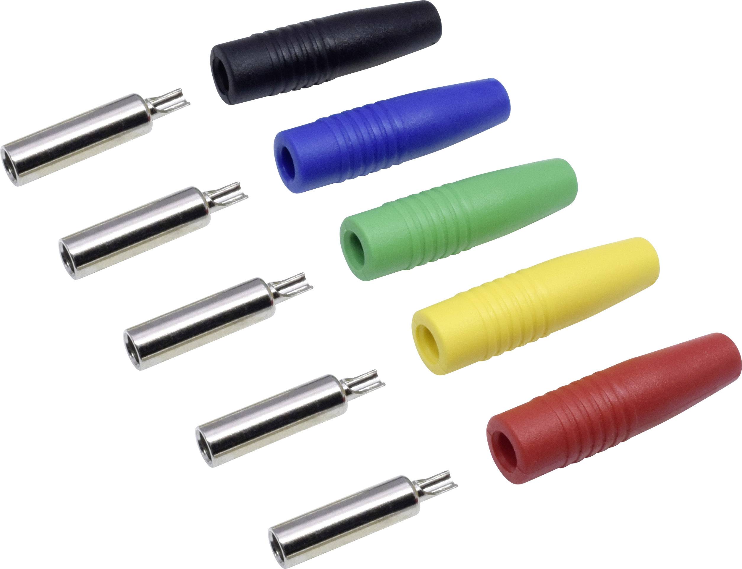 TRU COMPONENTS Laborsteckverbinder-Sortiment Kupplung, gerade Schwarz, Rot, Blau, Gelb, Grün 10 Teile