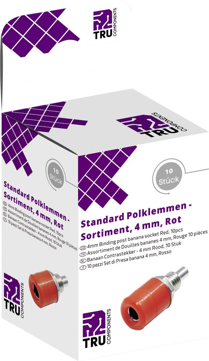 TRU COMPONENTS Laborsteckverbinder-Sortiment Buchse, Einbau vertikal Rot 10 St.