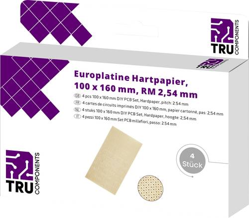 Europlatine Hartpapier (L x B) 160 mm x 100 mm 35 µm Rastermaß 2.54 mm Inhalt 4 St.