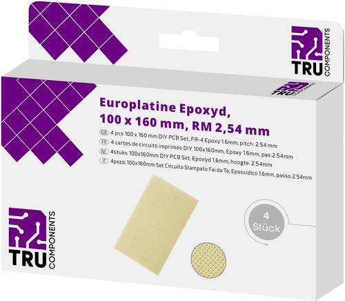 Europlatine Epoxyd (L x B) 160 mm x 100 mm 35 µm Rastermaß 2.54 mm Inhalt 4 St.