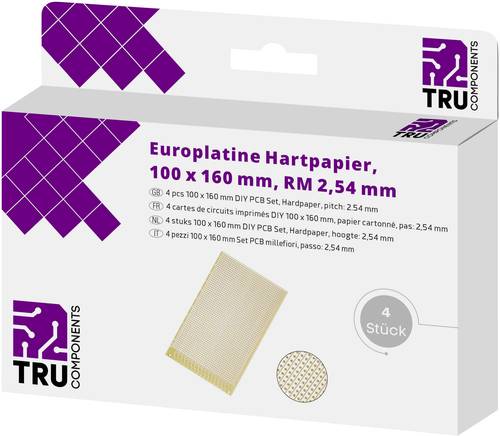 Europlatine Hartpapier (L x B) 160 mm x 100 mm 35 µm Rastermaß 2.54 mm Inhalt 4 St.